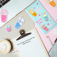 Xqumoi I Just Really Like Boba Sticky Notes Set, 550 Sheets, Cute Bubble Tea Self-Stick Notes Pads Milk Tea Theme Divider Tabs Bundle Writing Memo Pads Page Marker School Office Supplies Small Gift