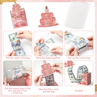 Xqumoi Birthday Money Box for Cash Gift Pull, Rose Gold Money Gift Boxes for Cash with Pull Out Happy Birthday Card Funny DIY Holiday Surprise Birthday Gift Box Creative Way to Give Cash as A Gift