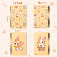 Xqumoi Corgi Sticky Note A5 Notebooks Pen Stationary Set - Corgi Self-Stick Notes Pads 2 Pack Spiral Notebooks Black Gel Ballpoint Pen School Office Supplies Teacher Appreciation Gift with Box