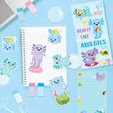 Xqumoi I Just Really Like Axolotl Sticky Notes Set, Animal Mexican Walking Fish Shaped Self-Stick Notes Pads Writing Memo Pad Page Marker Bookmarks Back to School Office Supplies Party Favors (Blue)