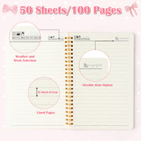 Xqumoi 2 Pack A5 Pink Bow Coquette Religious Spiral Notebooks - She Is Worthy Bible Verses Writing Notebooks, Ruled Hardbound Lined Journal, Christian Christmas Gift, Sunday School Supplies