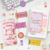 Xqumo Retro Sewing Sticky Notes Set - Any Day Spent Sewing is A Good Day Self-Stick Note Pads Teacher Appreciation Sticky Notes Writing Memo Pad Page Marker Back to School Office Supplies (Pink)