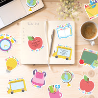 Xqumoi 30 Pack Back to School Sticky Notes - Blackboard Apple Book Globe Bus Shaped Self-Adhesive Writing Memo for Kids Teens Welcome Back Gift School Classroom Office Home Reminder Notepad Supplies