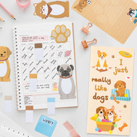 Xqumoi I Just Really Like Dogs Sticky Notes Set, 550 Sheets, Cute Cartoon Puppy Self-Stick Notes Pads Animal Divider Tabs Bundle Writing Memo Pads Page Marker School Office Supplies Small Gift