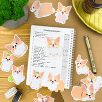 Xqumoi 30 Pack Corgi Sticky Notes - Cute Cartoon Corgi Self Sticky Notepads Writing Memo Pads Animal Page Marker for Office School Student Birthday Party Favors Goodies Bag Fillers, Total 600 Sheets