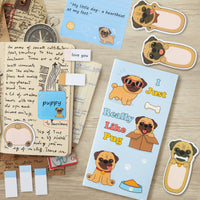 Xqumoi I Just Really Like Pug Sticky Notes Set, 550 Sheets, Cute Cartoon Pug Self-Stick Notes Pads Animal Divider Tabs Bundle Writing Memo Pads Page Marker School Office Supplies Small Gift