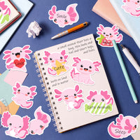 Xqumoi 30 Pack Cute Axolotl Sticky Notes, Mexican Walking Fish Shaped Self Sticky Notepads Animal Writing Memo Pads Teacher Appreciation Gift Back to School Office Supplies Birthday Party Favors