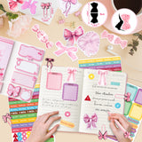 Xqumoi Coquette Pink Bow Stationery Gift Set - Sticky Note A5 Hardcover Ruled Journal Notebook with Planner Sticker Magnet Bookmark Paper Clip Gel Ballpoint Pen for Birthday School Office Supplies