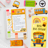 Best Bus Driver Sticky Notes Set - School Bus Pencil Shaped Self-Stick Note Pads Teacher Appreciation Thank You Gift Writing Memo Pad Page Marker Back to School Office Party Favors Supplies