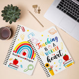 Xqumoi 2Pack A5 Teacher Spiral Notebooks, Teaching is A Work of Heart Ruled Hardbound Journal Writing Notebooks School Office Supplies Teacher Appreciation Gift Back to School Notepad Diary