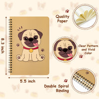 Xqumoi  Pug Stationary Supplies Gift Set - Pug Sticky Notes Pads 2 Pack A5 Spiral Notebooks Black Gel Ballpoint Pen Pencil Case Card Badge Holder with Lanyard Office School Supplies Gift with Box