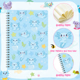 Xqumoi Axolotl Sticky Note A5 Notebooks Pens Stationary Set - Axolotl Self-Stick Notes Pads Spiral Notebooks Black Gel Ballpoint Pens School Office Supplies Teacher Appreciation Gift with Box (Blue)