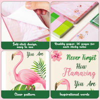 Xqumoi Flamazing Flamingo Sticky Notes Set - Never Forget How Flamazing You are Self-Stick Note Pads, Motivational Sticky Notes, Writing Memo Pad, Positive Gift, Back to School Office Supplies