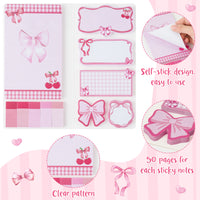 Xqumoi Coquette Pink Bow Sticky Notes Set - I’m Just A Girl Self-Stick Note Pads Bowknot Notepads Writing Memo Pad Page Marker Bookmarker Preppy Girly Stuff Back to School Office Supplies Gift
