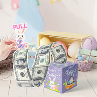 Xqumoi Easter Money Box for Cash Gift - Happy Easter Bunny Egg Money Gift Box with Pull Out Card Transparent Bags Funny DIY Holiday Surprise Explosion Holder Creative Way to Give Cash (Purple)