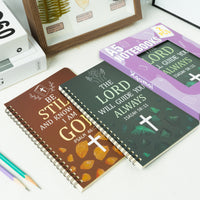 Xqumoi 2Pack A5 Cross Religious Spiral Notebooks - Inspirational Bible Verses Notebooks Ruled Hardbound Lined Journal Writing Notebooks Christian Christmas Church Gift School Supplies (Green & Brown)