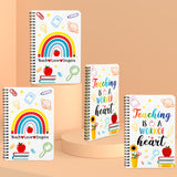 Xqumoi 4Pack A5 Teacher Spiral Notebooks - Teaching is A Work of Heart Ruled Hardbound Journal Writing Notebooks School Office Supplies Teacher Appreciation Gift Back to School Notepad Diary