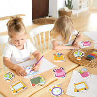 Xqumoi 30 Pack Back to School Sticky Notes - Blackboard Apple Book Globe Bus Shaped Self-Adhesive Writing Memo for Kids Teens Welcome Back Gift School Classroom Office Home Reminder Notepad Supplies