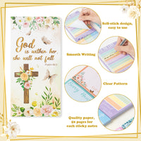 Xqumoi Floral Cross Religious Inspirational Sticky Notes Set - to Do List Self-Stick Note Pads, Bible Study Sticky Notes, Bible Verse Writing Memo Pad, Christian Christmas Gift, School Office Supplies