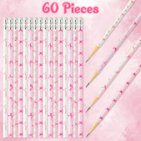 Xqumoi 60Pcs Coquette Pink Bow Pencils with Eraser - Preppy Bow #2 HB Pencils, Back to School Classroom Student Rewards, School Office Supply, Party Goodie Bag Fillers Stuffers, Birthday Party Favors