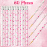 Xqumoi 60Pcs Coquette Pink Bow Pencils with Eraser - Preppy Bow #2 HB Pencils, Back to School Classroom Student Rewards, School Office Supply, Party Goodie Bag Fillers Stuffers, Birthday Party Favors