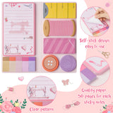 Xqumo Retro Sewing Sticky Notes Set - Any Day Spent Sewing is A Good Day Self-Stick Note Pads Teacher Appreciation Sticky Notes Writing Memo Pad Page Marker Back to School Office Supplies (Pink)
