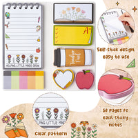 Xqumoi Retro Wildflowers Teachers Sticky Notes Set - Teacher Plant Seeds Self-Stick Note Pads Teacher Appreciation Notepads Writing Memo Pad Page Marker Back to School Office Supplies Thank You Gift