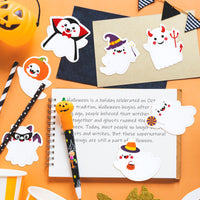 Xqumoi 30 Pack Halloween Ghost Sticky Notes, Weird Characters Sticky Notepad Cartoon Ghost Memo Pads Self Sticky Notes Page Markers for Office School Classroom Student Party Favor Goodies Bag Fillers