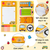Best Bus Driver Sticky Notes Set - School Bus Pencil Shaped Self-Stick Note Pads Teacher Appreciation Thank You Gift Writing Memo Pad Page Marker Back to School Office Party Favors Supplies