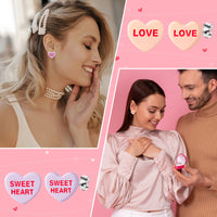 Xqumoi 30Pcs Valentine’s Day Conversation Heart Candy Stud Earrings Hug Me Be Mine Resin Heart Pendant Stud Earrings with Hypoallergenic Stainless Steel Jewelry Valentine Gift for Women Girls