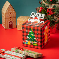 Xqumoi Christmas Santa Money Box for Cash Gift Pull, Money Gift Boxes for Cash with Pull Out Card Funny Xmas Buffalo Plaid Holiday Surprise Merry Christmas Creative Way to Give Cash as A Gift