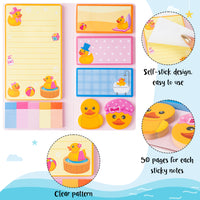 Xqumoi Duck Lovers Sticky Notes Set - Just A Girl Who Loves Ducks Self-Stick Note Pads Cartoon Animal Duckie Writing Memo Pad Page Marker Bookmarker Back to School Office Party Favors Supplies