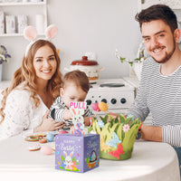 Xqumoi Easter Money Box for Cash Gift - Happy Easter Bunny Egg Money Gift Box with Pull Out Card Transparent Bags Funny DIY Holiday Surprise Explosion Holder Creative Way to Give Cash (Purple)