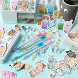 Xqumoi 114Pcs Bubble Tea Stationery and School Supplies Set - Cute Bubble Tea Sticky Notes, Paper Clip Bookmarks, Boba Decal Stickers and Pens, Assorted Mini Erasers, Back to School Gift for Kids