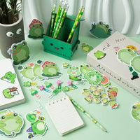 Xqumoi 114Pcs Frog Stationery and School Supplies Set - Cute Summer Frog Sticky Notes, Paper Clip Bookmarks, Frog Decal Sticker and Pencils, Assorted Mini Erasers, Back to School Gift for Kids