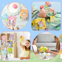 Xqumoi Easter Bunny Peep Money Holders for Cash Gift - 24 Sets Bunny Egg Happy Eatser Cards Money Holder Ornaments with Plastic Cover and Adhesive Basket Tag Gift Card DIY Holiday Surprise