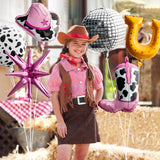 Xquomi 9Pcs Cowgirl Foil Balloons Party Decorations - Pink Cowgirl Boot Hat Disco Foil Balloons, Cow Print Balloons, Western Cowgirl Party Decoration, Bachelorette Party Supplies, Birthday Party Decor