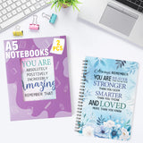 Xqumoi 2Pack A5 Blue Floral Motivational Spiral Notebooks - Inspirational Notebooks Ruled Hardbound Lined Journal Writing Hardcover Notebooks School Office Supplies Teacher Appreciation Gift