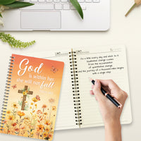 Xqumoi 2Pack A5 Fall Wild Flowers Cross Religious Spiral Notebooks - She Will Not Fall Bible Verses Notebooks Ruled Hardbound Journal Writing Notebooks Thanksgiving Christian Gift School Supplies