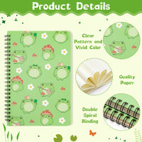 Xqumoi Frog Sticky Note A5 Notebooks Pen Stationary Set - Frog Self-Stick Notes Pads 2 Pack Spiral Notebooks Black Gel Ballpoint Pen School Office Supplies Teacher Appreciation Gift with Box