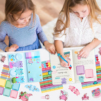 Xqumoi Axolotl Stationery Gift Set, Axolotl Sticky Notes A5 Hardcover Ruled Journal Notebook with Stickers Magnet Bookmarks Paper Clip Gel Ballpoint Pen Birthday Back to School Supply (Blue)