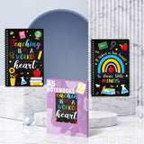 Xqumoi 2 Pack A5 Teacher Spiral Notebooks, It Takes A Big Heart to Shape Little Minds Ruled Hardbound Journal Writing Notebooks Teacher Appreciation Gift Back to School Office Supplies Notepad (Black)
