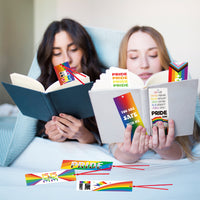 Xqumoi 120Pcs Pride Day Rainbow Bookmarks - LGBTQ Book Markers Double Sided Love is Love Page Clips Bookmarks for Book Lovers Gay Pride Day Celebration Gift Events Classroom Party Favor