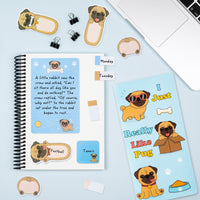 Xqumoi Shar Pei Pug Sticky Note A5 Notebooks Pens Stationary Set - Pug Self-Stick Notes Pads 2 Pack Spiral Notebooks Black Gel Ballpoint Pen School Office Supplies Teacher Appreciation Gift with Box