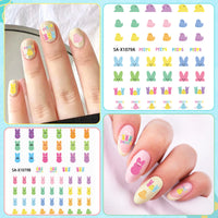 Xqumoi Easter Nail Art Stickers Decals - 8 Sheets Cartoon Bunny Chick Peeps Design Charms 3D Self-Adhesive Nail Decals Easter Party Favor Gift for Women Girls DIY Manicure Nail Decorations