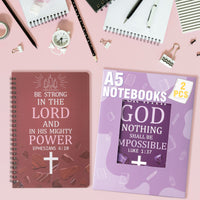 Xqumoi 2Pack A5 Cross Religious Spiral Notebooks - Inspirational Bible Verses Notebooks Ruled Hardbound Lined Journal Writing Notebooks Christian Christmas Church Gift School Supplies (Red & Purple)