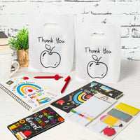 Xqumoi 4 Set Teacher Sticky Notes Stationary Gift Set, Self-Stick Notepads A5 Spiral Notebooks Black Gel Ballpoint Pens Teacher Appreciation Gift Back to School Supplies with Plastic Thank You Bags