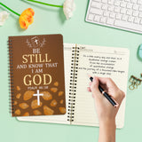 Xqumoi 2Pack A5 Cross Religious Spiral Notebooks - Inspirational Bible Verses Notebooks Ruled Hardbound Lined Journal Writing Notebooks Christian Christmas Church Gift School Supplies (Green & Brown)