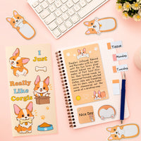 Xqumoi Corgi Sticky Note A5 Notebooks Pen Stationary Set - Corgi Self-Stick Notes Pads 2 Pack Spiral Notebooks Black Gel Ballpoint Pen School Office Supplies Teacher Appreciation Gift with Box