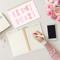 Xqumoi 2 Pack A5 Pink Bow Coquette Religious Spiral Notebooks - She Is Worthy Bible Verses Writing Notebooks, Ruled Hardbound Lined Journal, Christian Christmas Gift, Sunday School Supplies